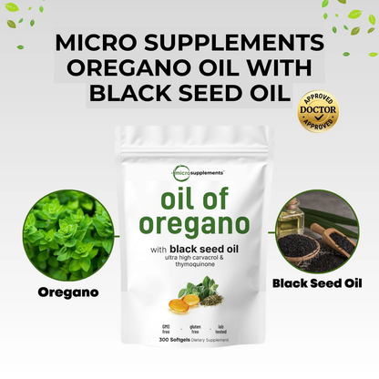Premium Oil of Oregano for Immune Support & Wellness (300 Softgels)